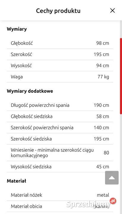 Sofa z funkcją spania NOWA Marki