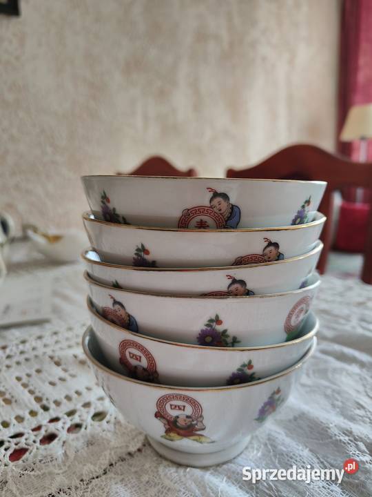 Vintage PRL Chińskie porcelanowe miski do ryżu Lublin