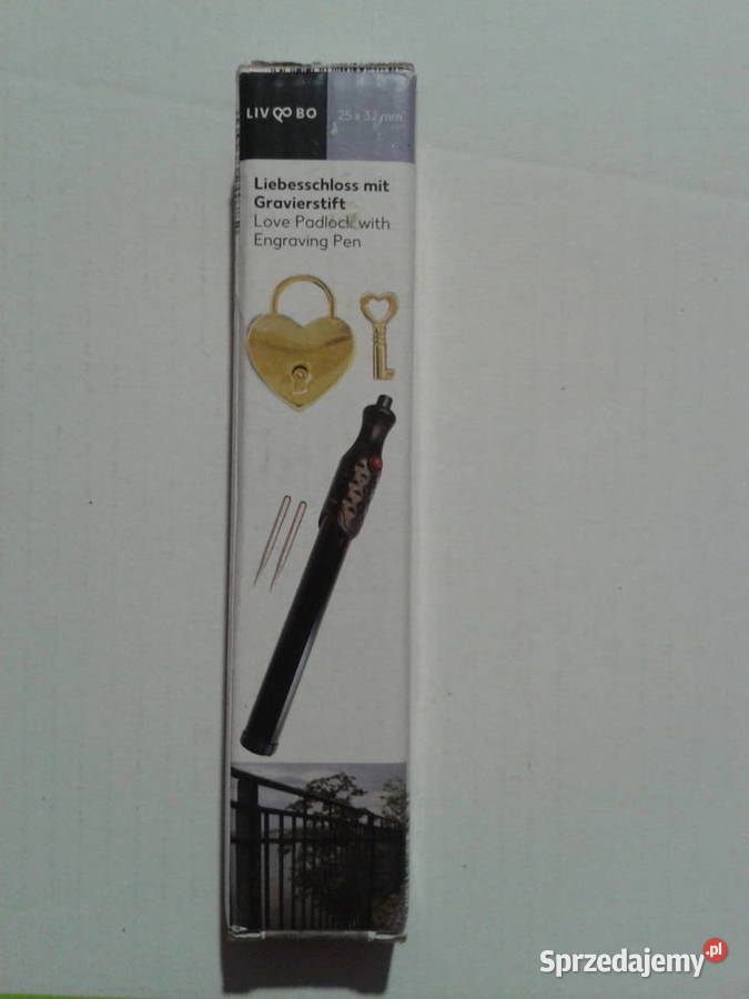 Złota KŁÓDKA MIŁOŚCI z kluczykiem pióro Wołczyn