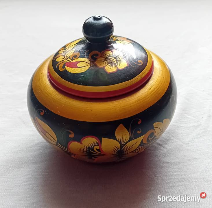 Drewniana ręcznie malowana bomboniera cukiernica sprzedam