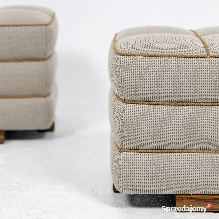 Komplet Art Deco Modernizm Dwa Fotele i Dwa Pufy Swarzędz