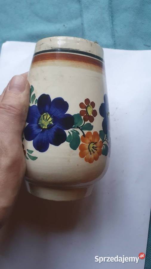 Fajansowy wazon Włocławek 1970 Sygnowany Ręcznie Warszawa