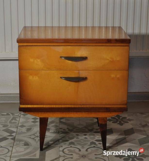Stara drewniana szafka stojąca nocna midcentury