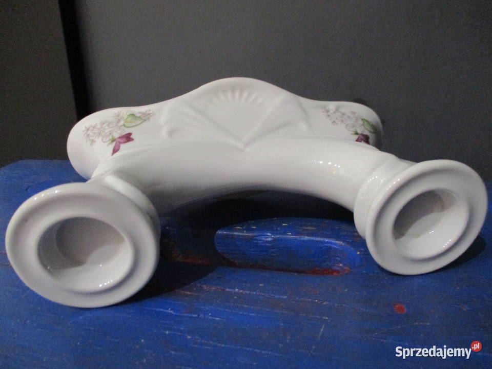 Świecznik Podwójny Porcelana Chodzież PRL Porcelana i szkło Antyki, Sztuka, Kolekcje Nieporęt