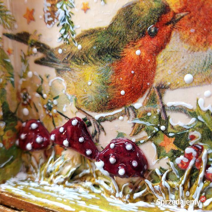 Skrzynka Szkatułka Decoupage Rękodzieło Święta Łódź