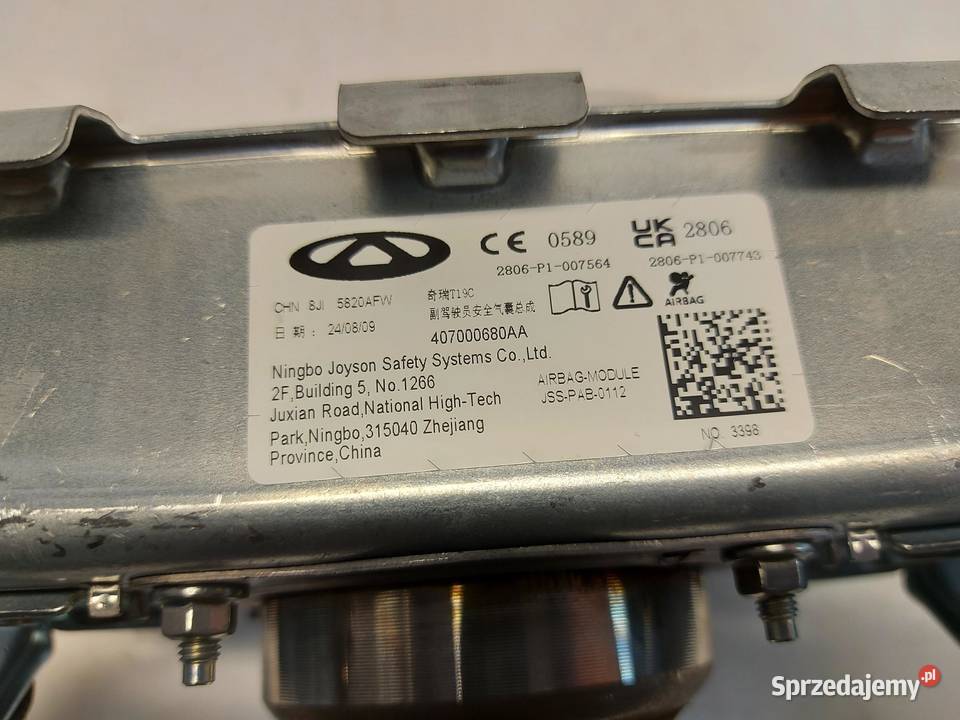Chery Omoda 5 2024r airbag poduszka pasażera osobowe