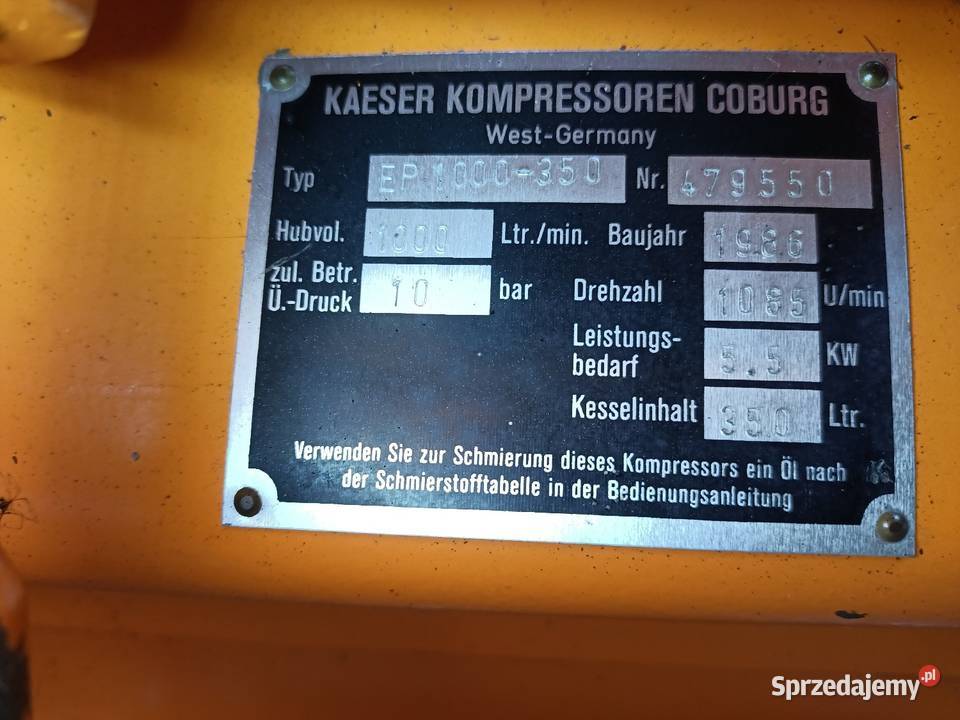 Nowa sprężarka kompresor duży Kaeser 350 L Szczecin