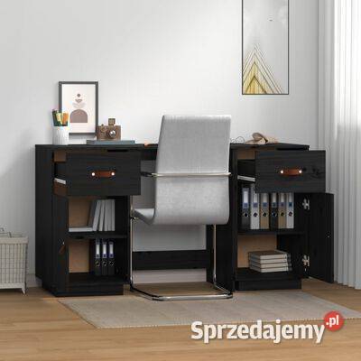 vidaXL Biurko z szafkami czarna 135x50x75 drewno Warszawa