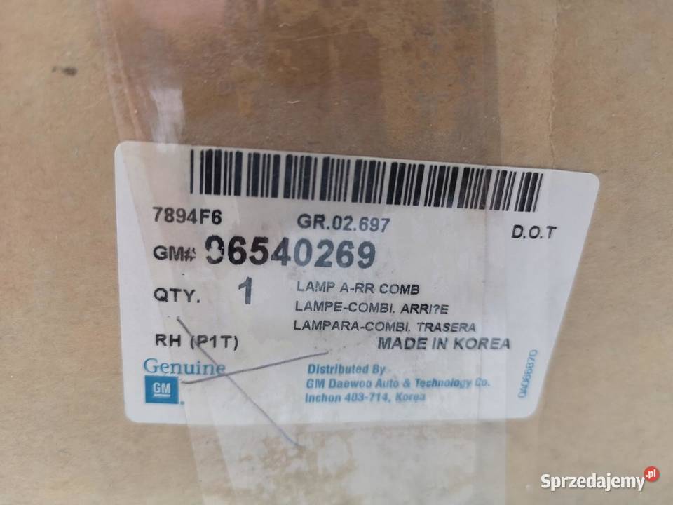 LAMPA PRAWA TYŁ CHEVROLET AVEO KALOS 2005 NOWA