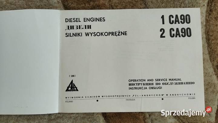 Instrukcja obsługi silnik ANDORIA 1CA90 2CA90 Lublin