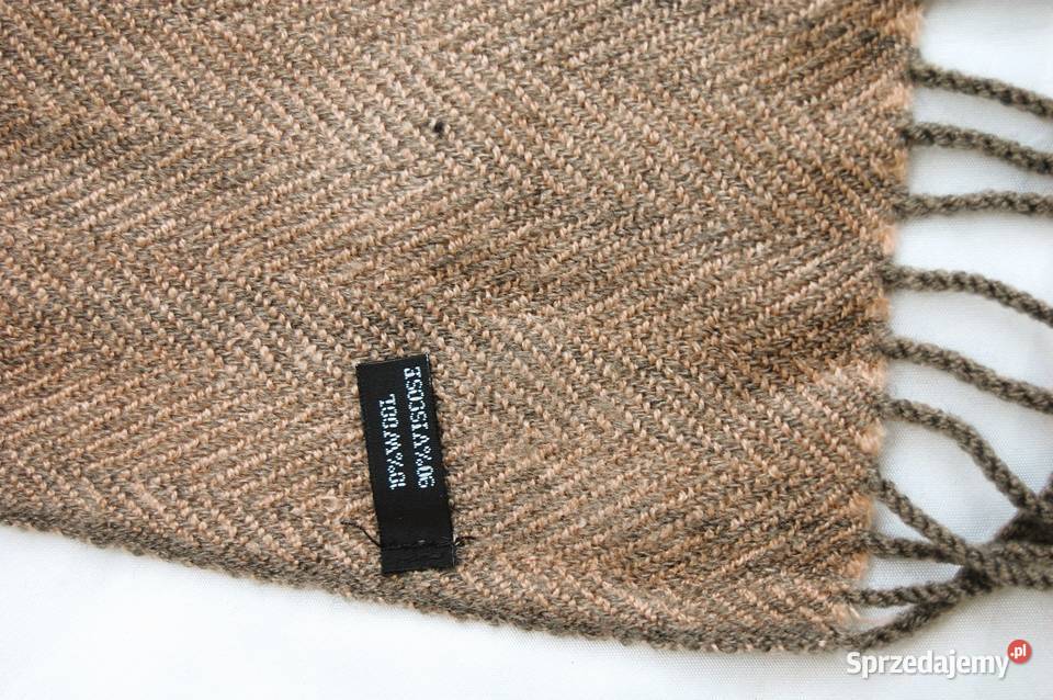 Szal damski beż camel brąz wiskoza wełna lubelskie Lublin