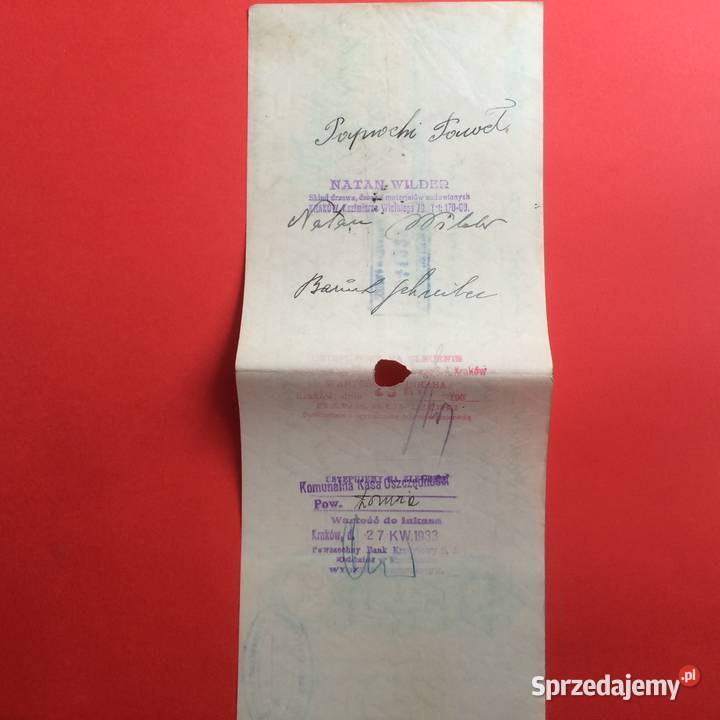 1547 Weksel Wystawiony W Krakowie 44 sprzedam