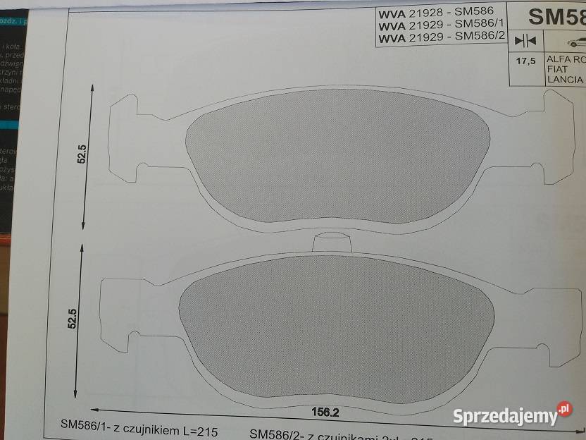 SM586 Klocki hamulcowe kpl przód ALFA ROMEO 145 Olsztyn
