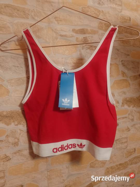 3840 ADIDAS Czerwono biały top fitness bokserka Topy i koszulki Kraków sprzedam