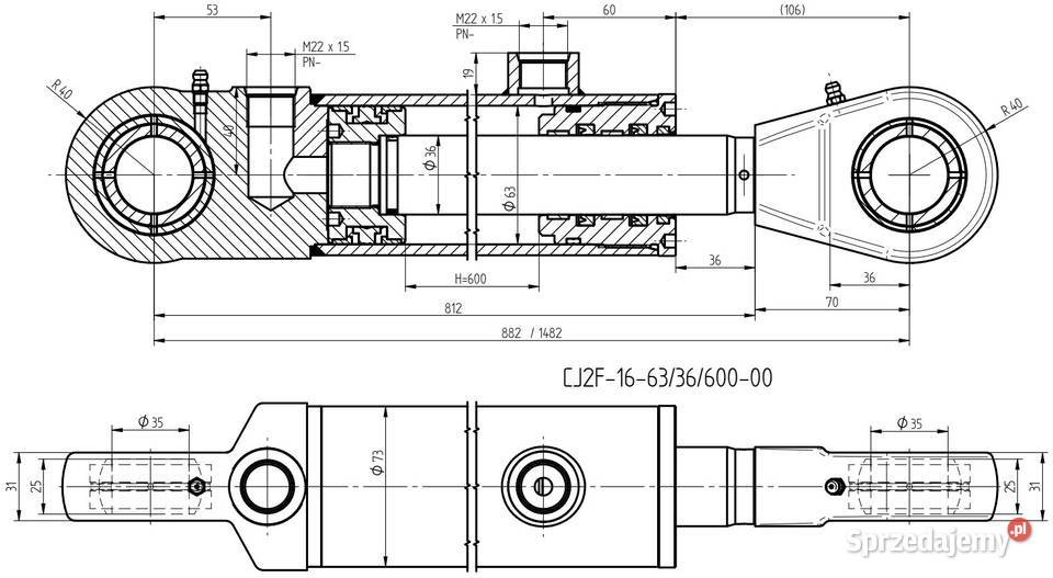 PROMOCJA SIŁOWNIK HYDRAULICZNY 63X36 SKOK 600