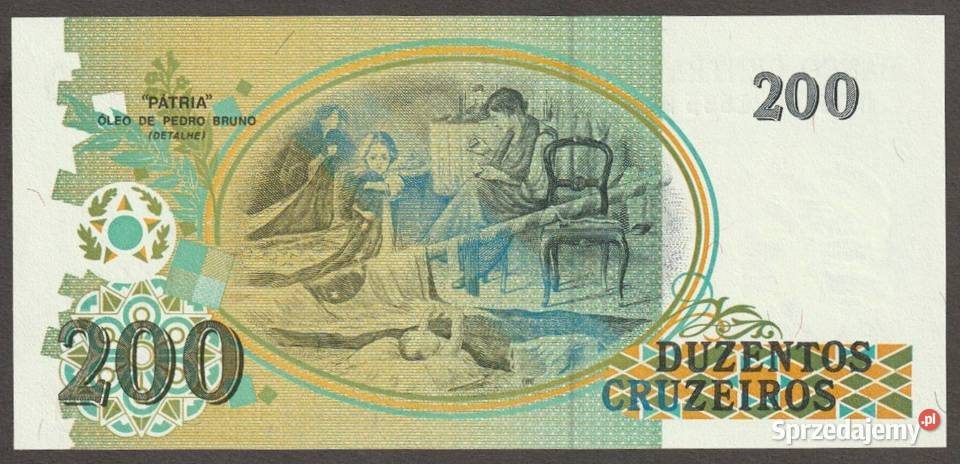 BRAZYLIA 200 CRUZEIROS STAN BANKOWY UNC Numizmatyka Łódź