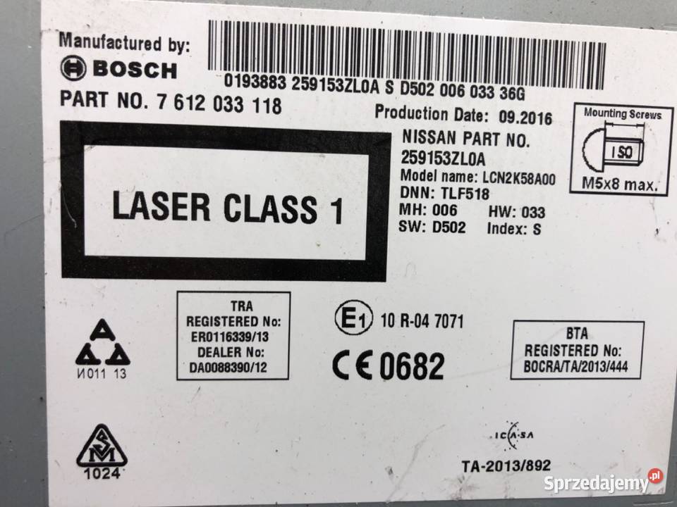 RADIO WYŚWIETLACZ NISSAN PULSAR 259153ZL0A osobowe