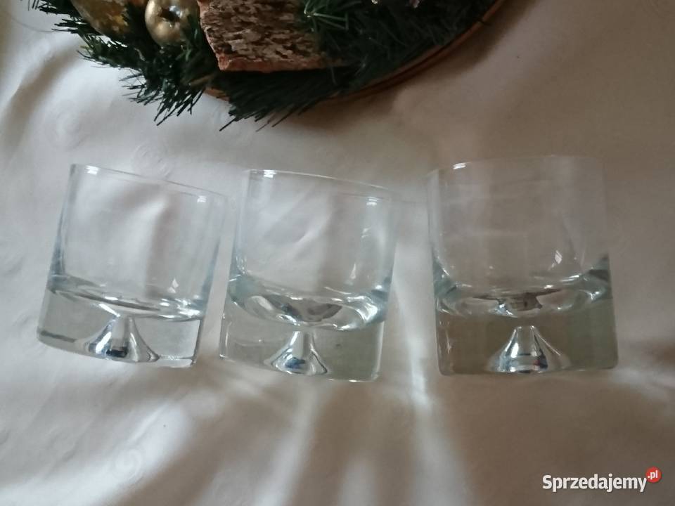 3 szklanki do whisky Krosno PRL lekko zmatowione przezroczysty mazowieckie Warszawa