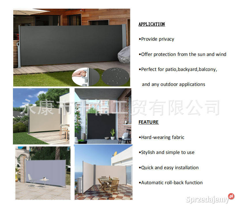 markiza roleta pionowa tarasowa czarna 180x350 Bosutów