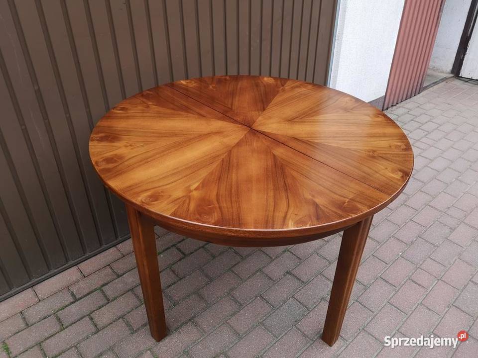 Stół ArtDeco Okrągły Orzech 109 Zgrabny Antyk Swarzędz
