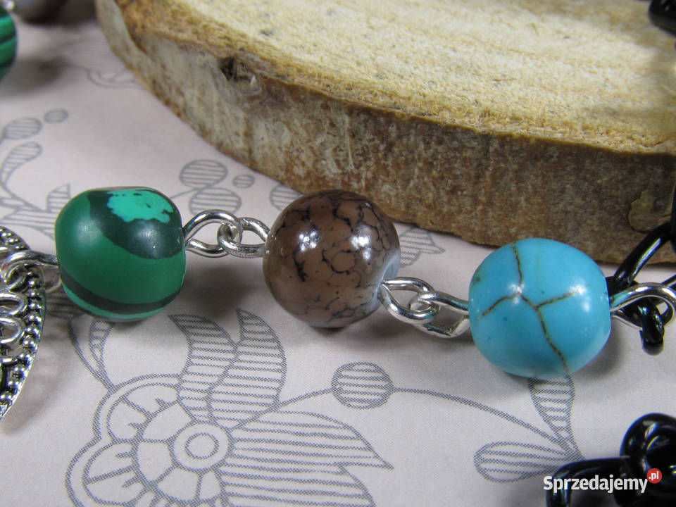 Naszyjnik turkusowy brązowy zielony czerwony śląskie Katowice