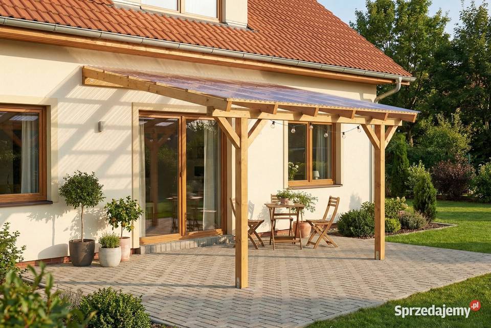 Drewniane zadaszenie tarasu 300x300 pergola Rębiszów sprzedam