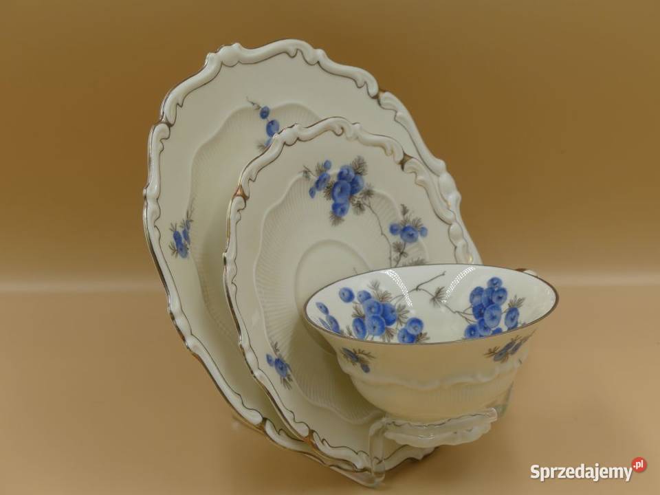Komplet śniadaniowy Sorau niebieskie Mimose Porcelana i szkło wielkopolskie Poznań