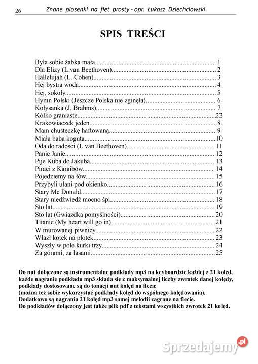 Kolędy na flet prosty nuty tabulatura podkłady drewniane Katowice sprzedam