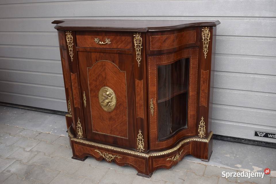 Francuska Komoda Empire Drewno Brąz Gięte Szyby Kraków