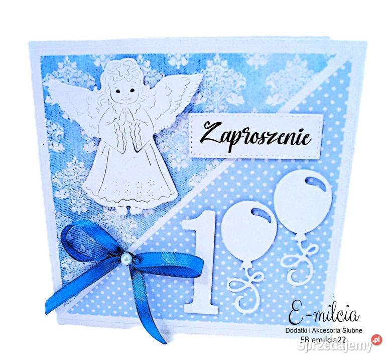 Zaproszenie 2 w 1 z okazji Chrztu Św i 1 urodzin