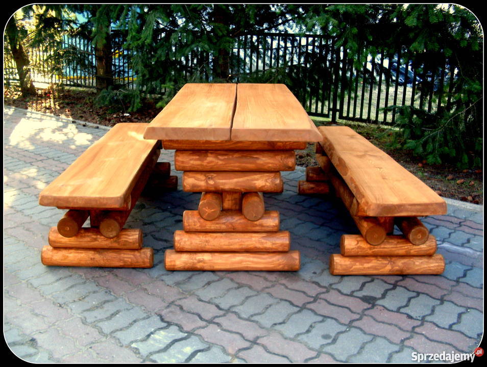 Meble ogrodowe barowe drewniane stół Chojnice