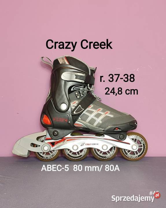 nowe Rolki Crazy Creek ABEC5 koła 80 mm80A 3738 Skating