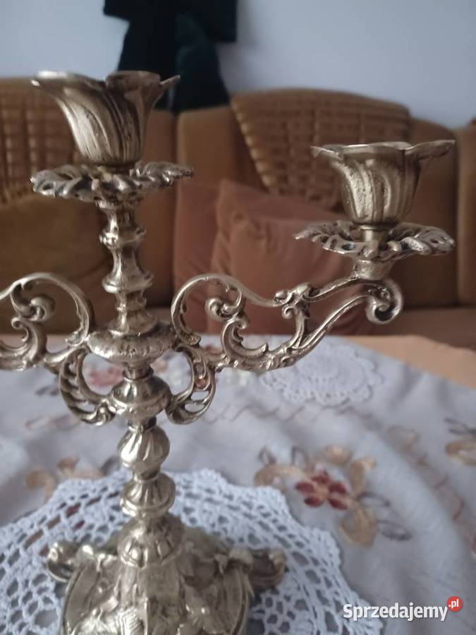 Piękny masywny mosiężny świecznik Poznań sprzedam