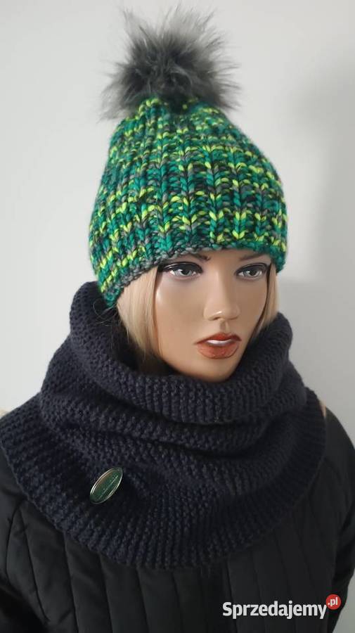 Czapka zimowa ręcznie robiona plus otulacz Ostrów Wielkopolski sprzedam