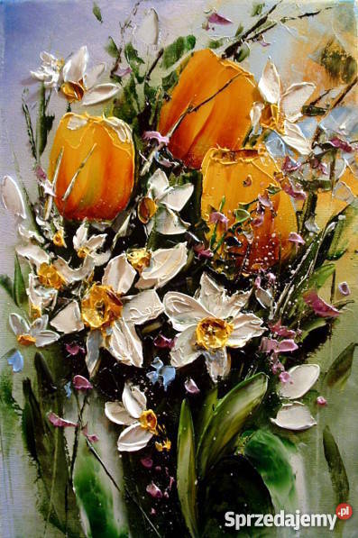 Obraz olejny - 30x20cm. kwiaty