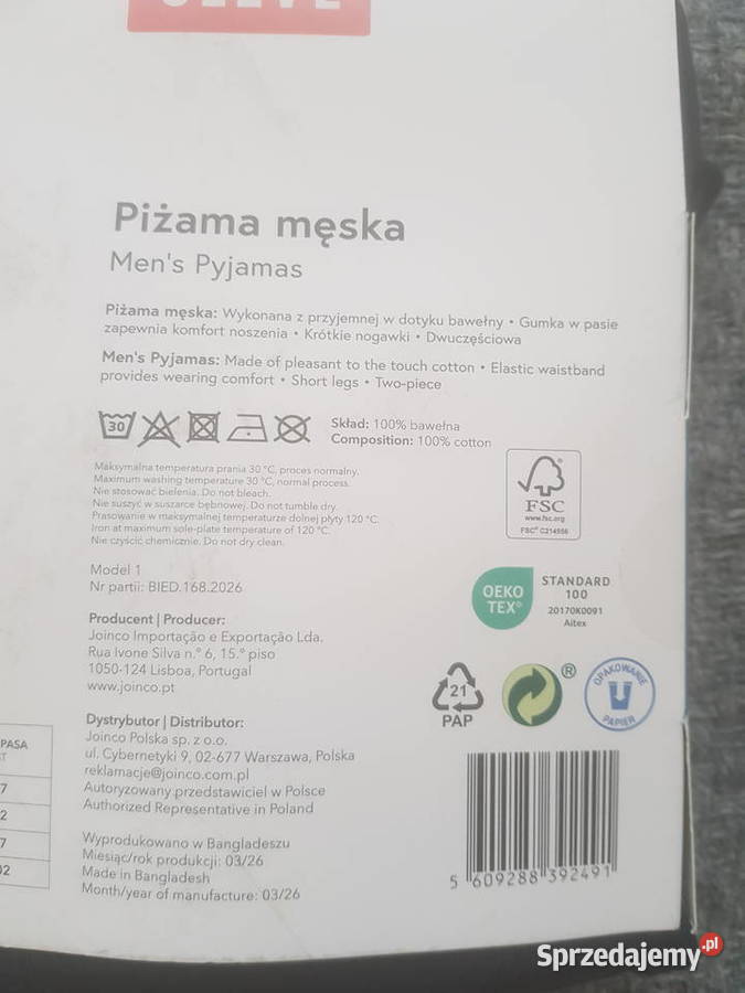 Piżama męska rozmiar L Warszawa