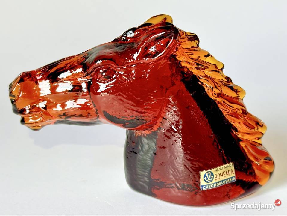 Przycisk do papieru figurka głowa konia Bohemia Porcelana i szkło