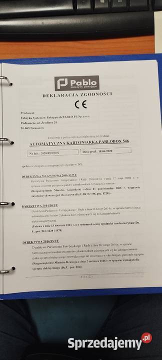 Automatyczna kartoniarka PABLOBOX 546 2020 r CE Zgierz