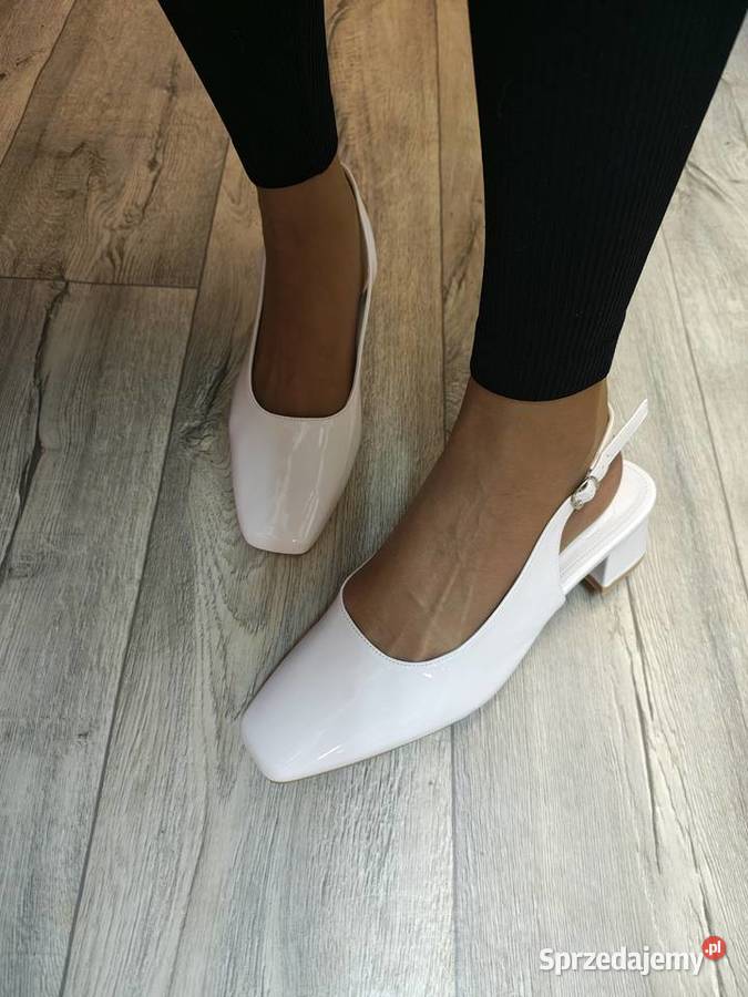 43 Białe ślubne czółenka wieczorowe z odkrytą małopolskie Kraków