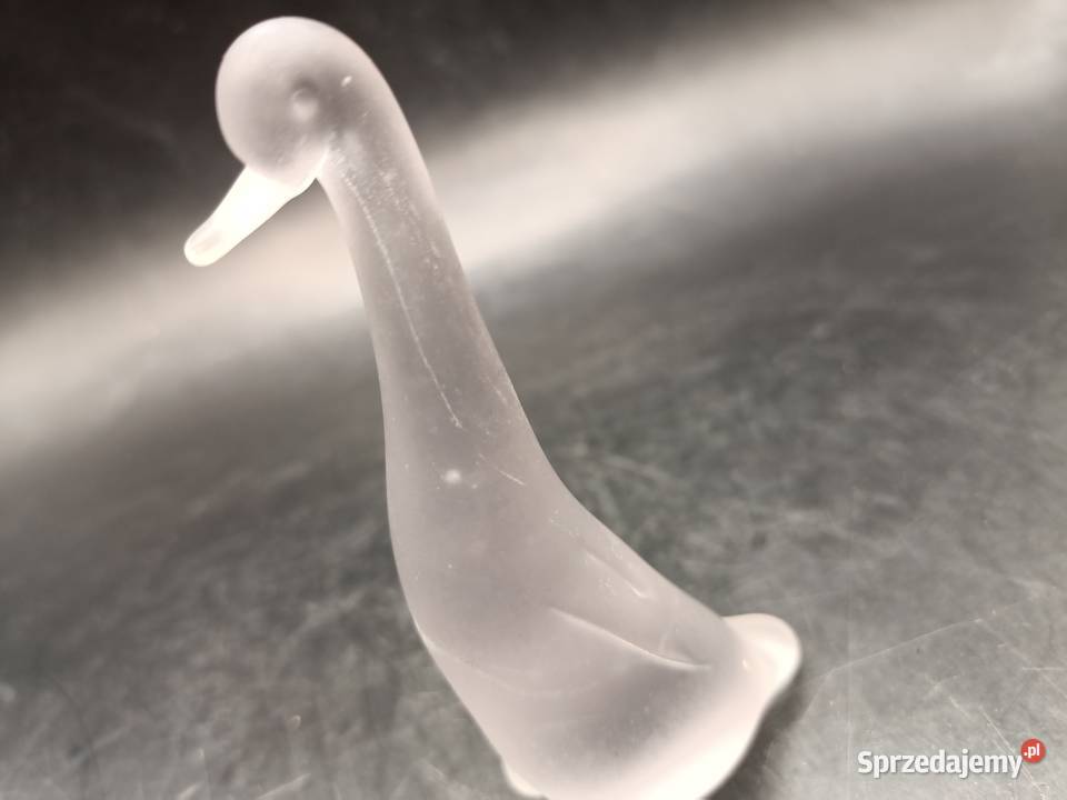 Szkło matowe ptak gąska gęś figurka Porcelana i szkło Zamość
