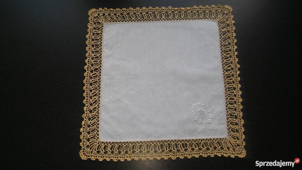 serwetkachusteczka bawełniana haft bogaty do biały Gdańsk