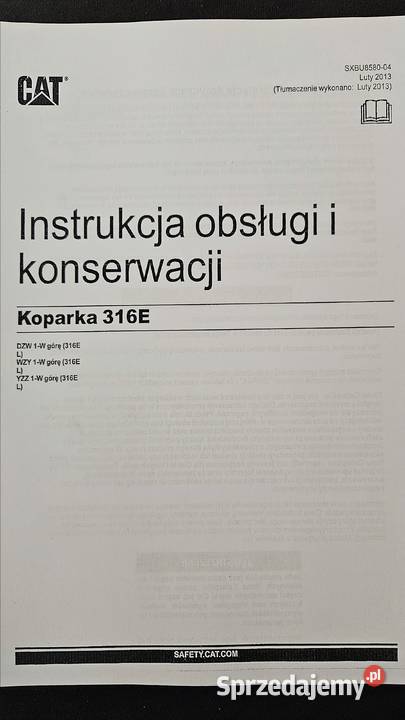 Instrukcja obsługi DTR CAT Caterpillar 316EL Kielce