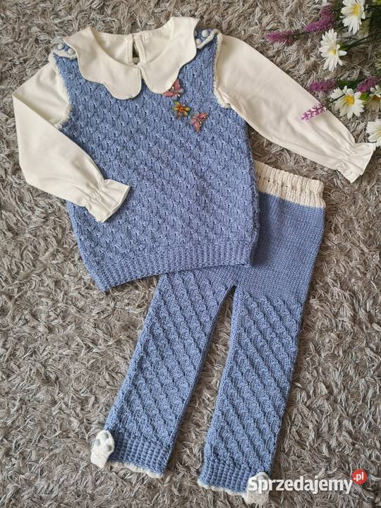 Komplet dziewczęcy Handmade na drutach NOWY Otrębusy