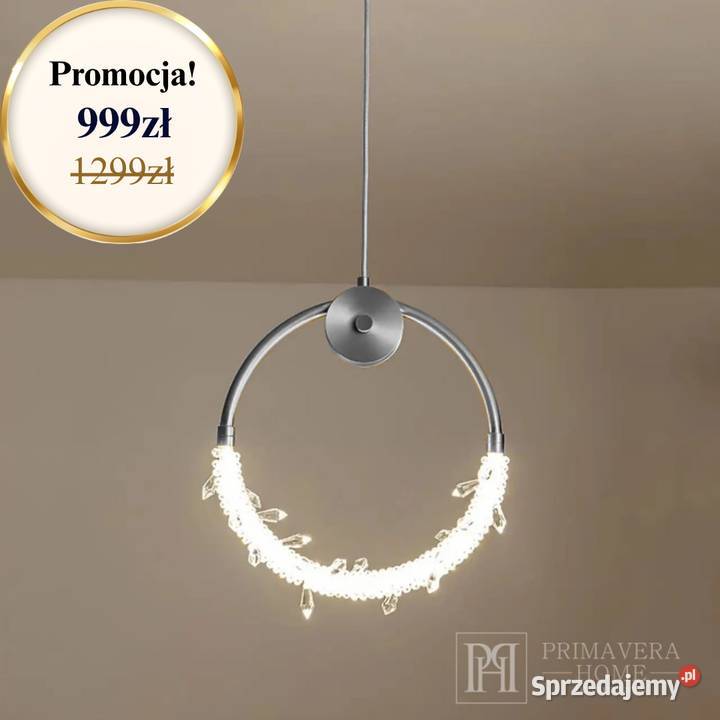 Lampa wisząca srebrna nowoczesna okrągła wyspę Warszawa