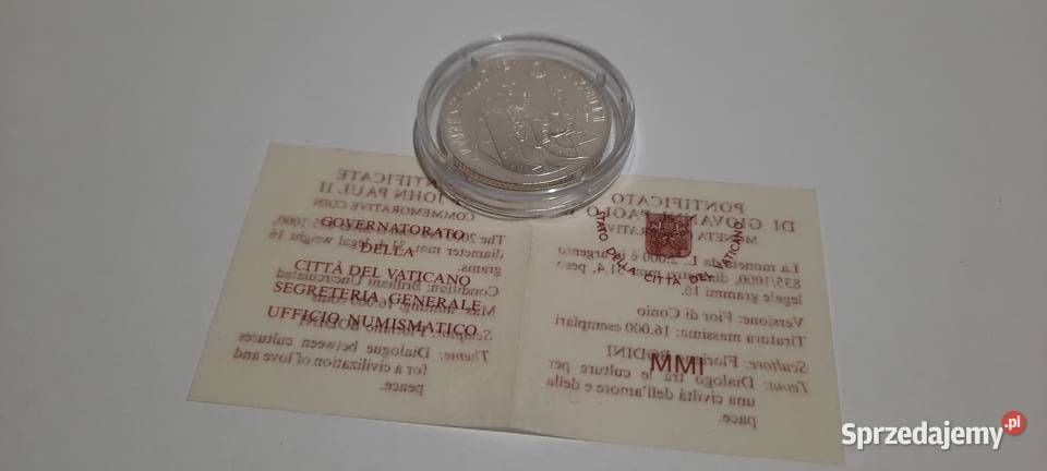 moneta Watykan 2000 lirów 2001r ZERTYFIKAT 099
