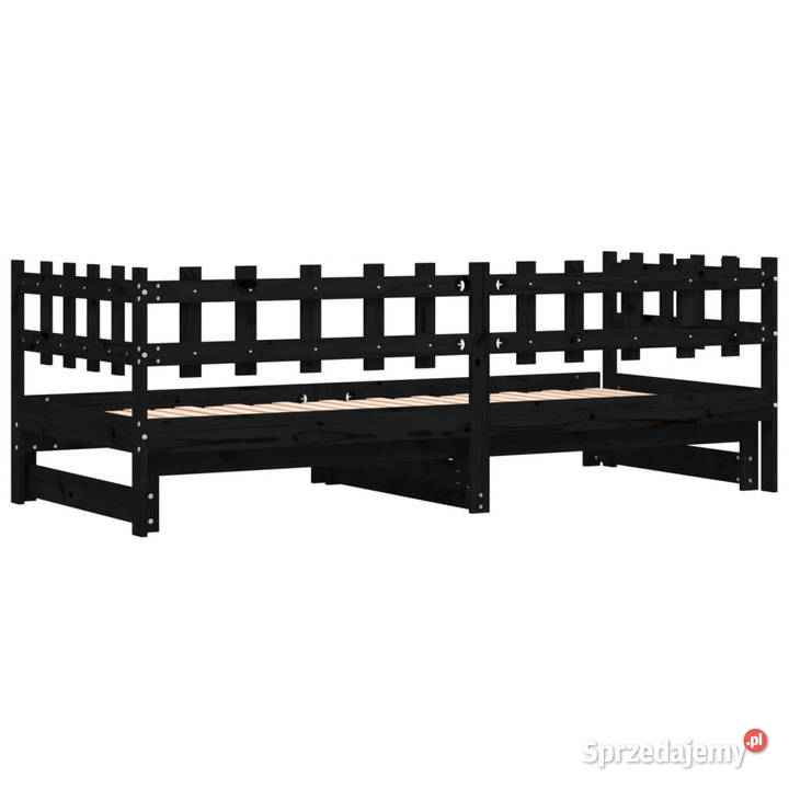 Łóżko rozsuwane czarne 2x80x200 lite drewno