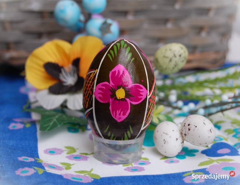 Stara pisanka drewniana ręcznie malowana 65 Lublin