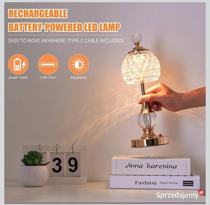 Kryształowa lampa 2 sztuki stołowa LED lubuskie Gorzów Wielkopolski sprzedam