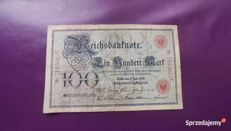 Banknot Niemcy 100 Marek 1907 Poszukiwany Rzadki Pruszków