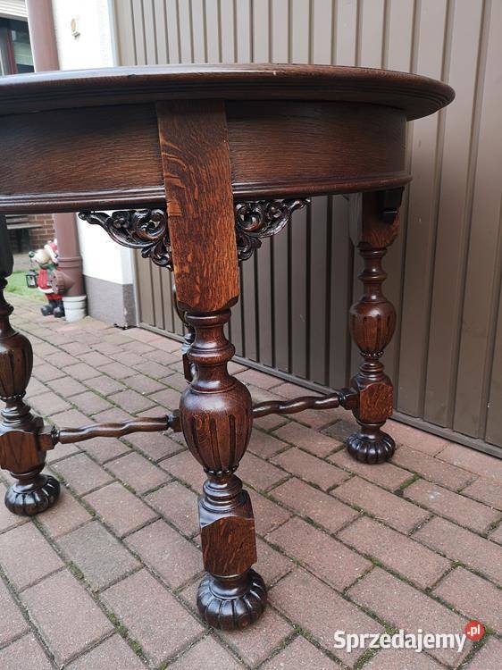 Stół Dębowy Okrągły 99 Unikat Zgrabny Stary Swarzędz